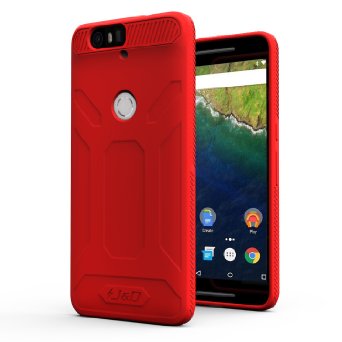 Nexus 6P Case JampD Drop Protection Google Nexus 6P Case Slim Cushion Shock Resistant Protective Premium Jelly Case Slim Case for Nexus 6P Red