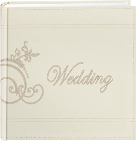 Pioneer Photo Albums Embroidered Scroll and Wedding Sewn Leatherette Cover Photo Album, Ivory
