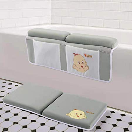 vplus Bath Kneeler with Elbow Rest Pad Set, Neoprene bathtime Kneeling Pad with Bath Toy Organizer, Thick Padded Knee Mat for Moms, Dads, Toddlers