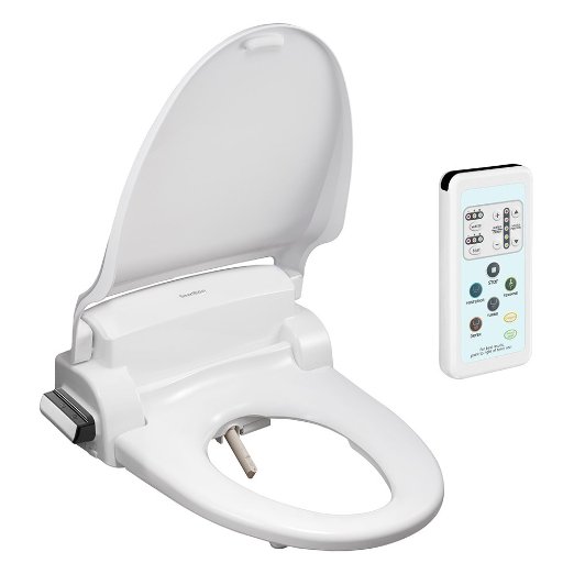 SmartBidet SB-1000 Electric Bidet Seat for Toilets with Remote Control- Electronic Heated Toilet Seat with Warm Air Dryer and Temperature Controlled Wash Functions (White) Made in Korea