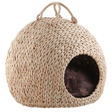 Bunty Wicker Cat Kitten Bed Basket Pet Sleeping House Pod Cave Cusion Small Dog Puppy