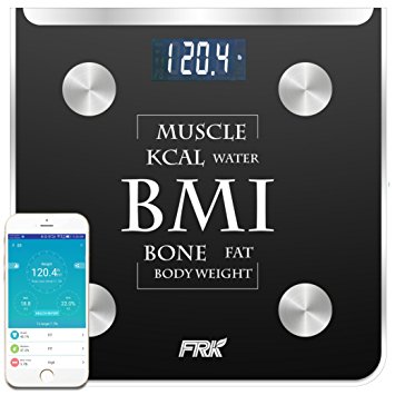 FRK Bluetooth Body Fat Scale, Digital Weight Scales With Body Fat for iOS/Android, Smart Scale Apple Health and Google Fit for Body Fat, BMI, Muscle, Water, Bone Mass, 400lb,Black