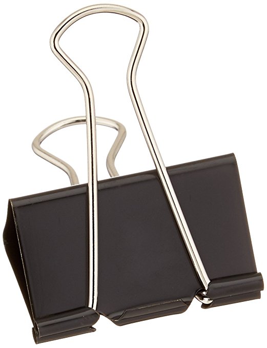 1InTheOffice Large Metal Binder Clips, Black, 2" Size with 1" Capacity -12 Clips (Large)