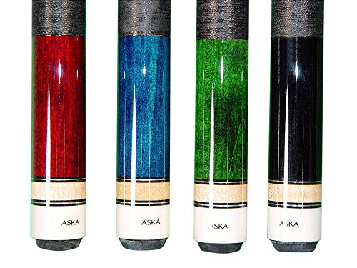 Set of 4 Aska L2 Billiard Pool Cues, 58" Hard Rock Canadian Maple, 13mm Hard Le Pro Tip, Mixed Weights, Black, Blue, Green, Red. Perfect Quality. Improve Your Game Room …