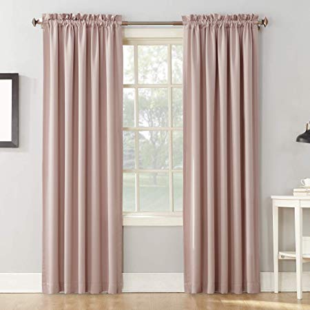 Sun Zero Barrow Collection Rod Pocket Room Darkening Panel, 54" x 63", Blush Pink