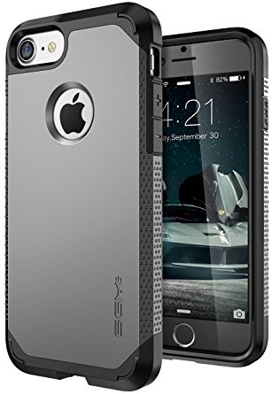 iPhone 7 case, SGM Premium Hybrid [Dual Layer] Armor Case Cover For Apple iPhone 7 [Anti-Slip Design] [Shock Proof] (Gun Metal   Black)