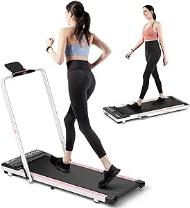 DeerRun 3 in 1 Folding Treadmills for Home, 3.0HP Powerful and Quiet Under Desk Treadmill, 300 lbs Capacity Foldable Walking Pad with Remote Control and Space Saving, Free Installation