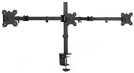 VIVO Black Triple Monitor Adjustable Desk Mount - Articulating Tri Stand holds Three Screens up to 24" (STAND-V003Y)