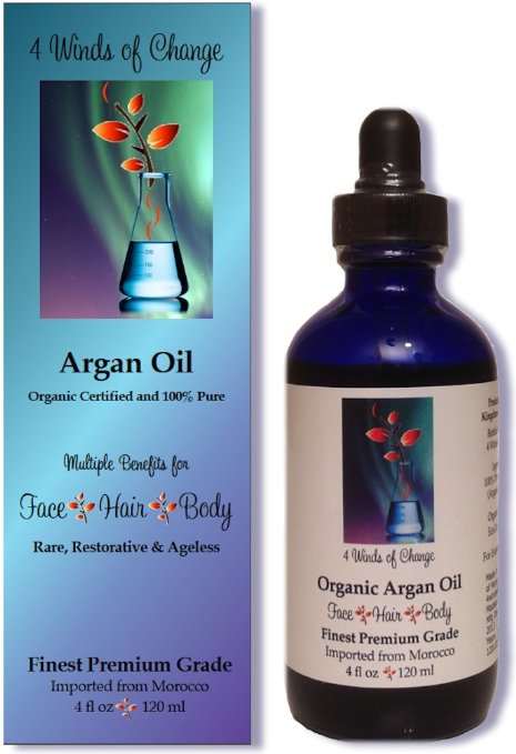 Best Organic Moroccan Argan Oil for Face Hair and Skin 4 Fl Oz 100 Pure Chemical and Additive Free