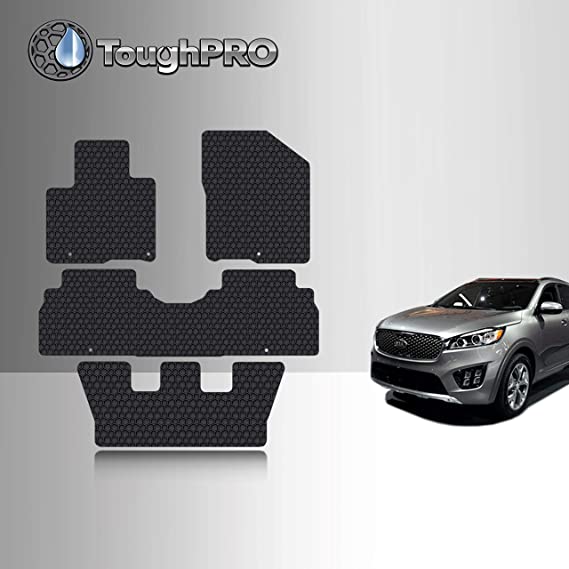 TOUGHPRO Floor Mat Accessories 1st   2nd   3rd Row Compatible with Kia Sorento - All Weather - Heavy Duty - (Made in USA) - Black Rubber - 2016, 2017, 2018, 2019, 2020