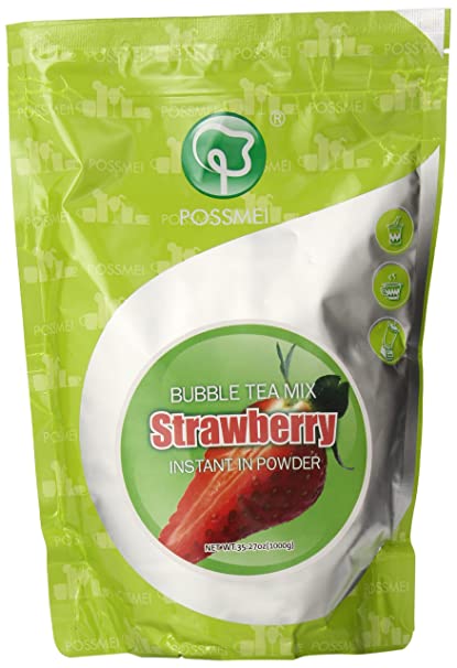 Possmei Bubble Tea Mix Instant Powder, Strawberry, 2.2 Pound