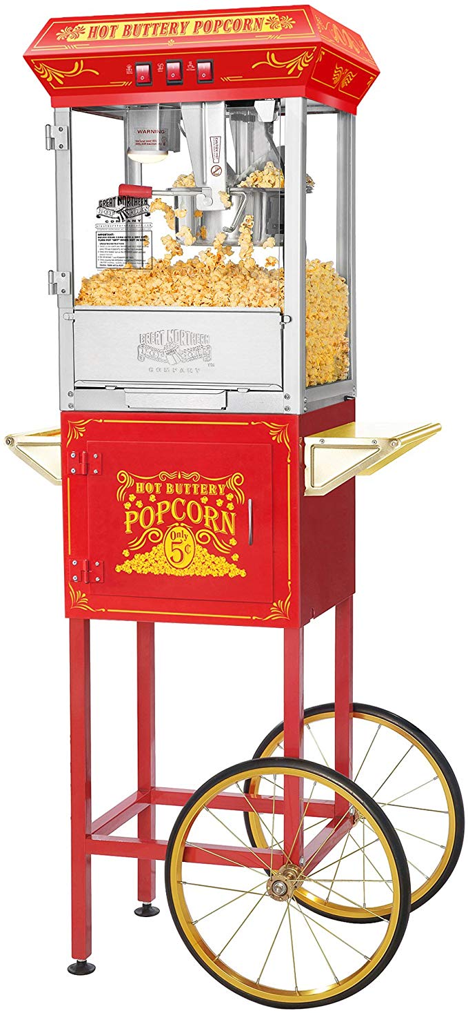 5815 Great Northern Popcorn Red Good Time Popcorn Popper Machine Cart, 8 Ounce