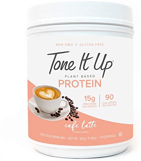 Tone It Up Vegan Cafe Latte Protein Powder for Women | 100% Pea & Pumpkin Seed Protein | Gluten Free, Non Dairy | 15g of Protein | Kosher Non GMO | .77lbs