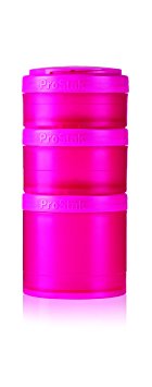 BlenderBottle ProStak Twist n' Lock Storage Jars Expansion 3-Pak with Pill Tray, Pink