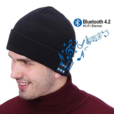 La'prado Bluetooth Beanie Hat, Wireless Headphones Bluetooth Cap with Speaker & Mic, Unisex Headset Musical Warm Cap for Winter Outdoor Sports