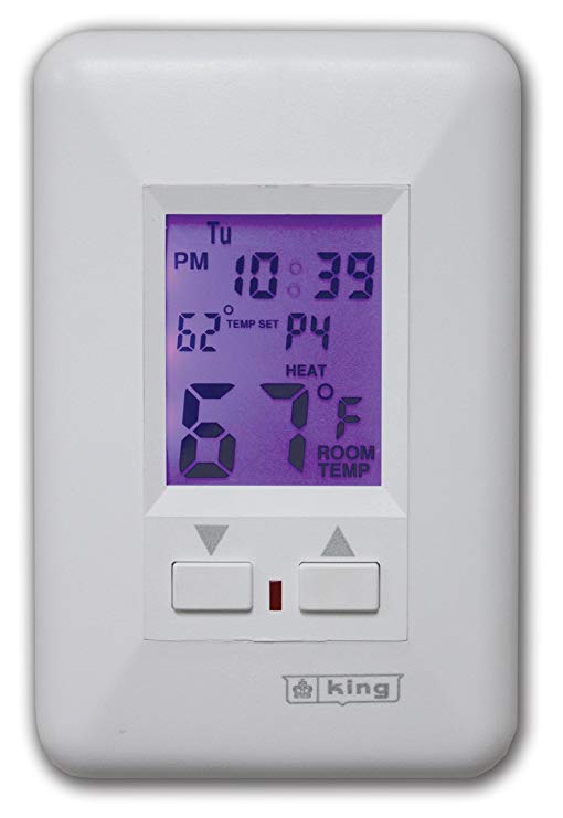 King ESP230-R Electronic Line-Voltage Programmable Thermostat, White