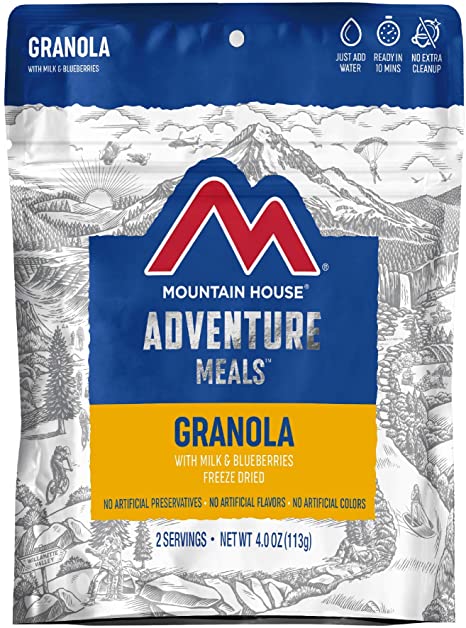 Mountain House Granola with Milk & Blueberries | Freeze Dried Backpacking & Camping Food