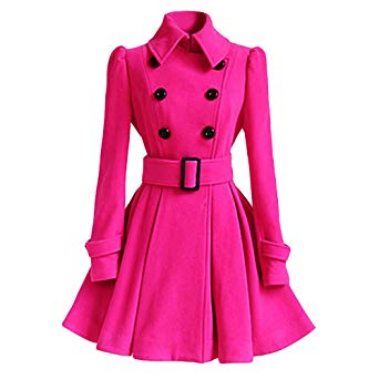 ZEFOTIM Womens Winter Lapel Fux Wool Coat Trench Jacket Long Sleeve Overcoat Outwear