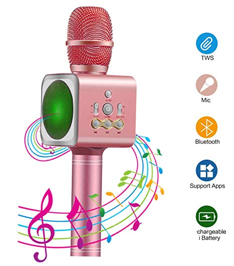 Microphone Karaoke Wireless Xpassion Portable Bluetooth Karaoke Player Speaker For Apple iPhone iPad Android Smartphone Or Pc, Home KTV Singing Recording Outdoor Party Muisc Playing Anytime