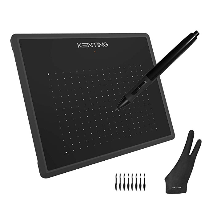 Kenting K5540 Drawing Tablet USB Graphic Tablet 5.5 x 4 inches Pen Tablet Board Kit Glove 6.7 inches OSU Tablet and Pen for Kids 4096 Levels Pressure Windows Mac Laptop Computer (Black)