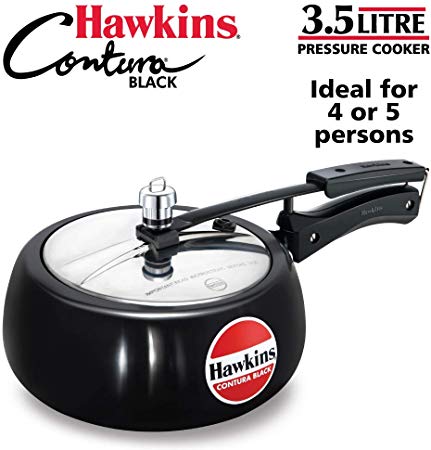 Hawkins Contura Hard Anodised Aluminium Pressure Cooker, 3.5 Litres, Black