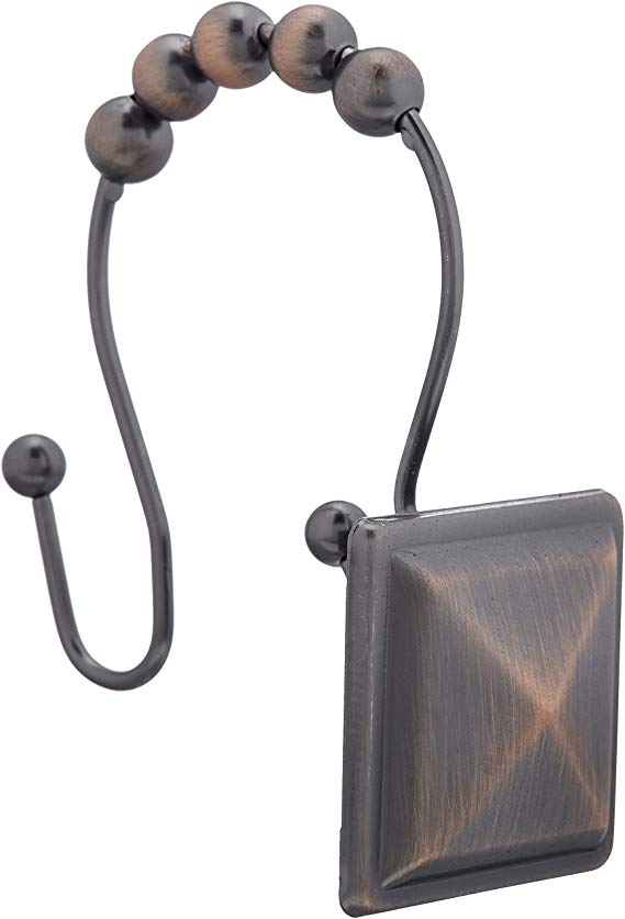 AmazonBasics Shower Curtain Hooks - Peaked Square, Oil-Rubbed Bronze