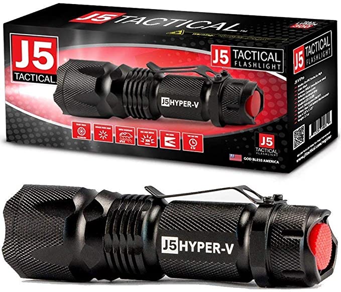 J5 Tactical - Hyper V Ultra Bright Tactical Flashlight Bright - Black