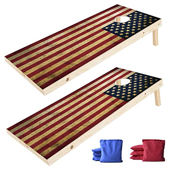 EXERCISE N PLAY Solid Wood Premium Cornhole Set,Portable Custom Regulation Size Cornhole Boards 8 Cornhole Bean Bags (4ftx2ft