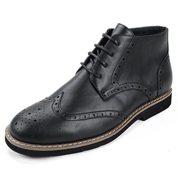 Alpine Swiss Men's Geneva Ankle Boots Brogue Medallion Wing Tips