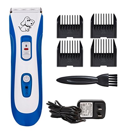 Professional Electric Cat and Dog Clipper Cordless Low Noise Rechargeable Pet Grooming Trimmer Kit, IPX7 Waterproof