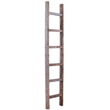 BarnwoodUSA Decorative 6 Foot Old Wooden Ladder -  Genuine Reclaimed Wood