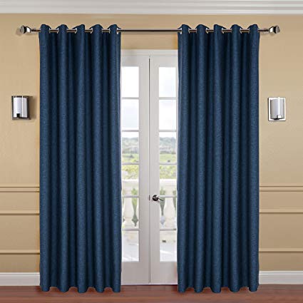 IYUEGO Classical Frosted Solid Faux Linen Thermal Insulated Curtain, Grommet Room Darkening Draps with Multi Size Custom 50" W x 102" L (Set of 1 Panel) Window Treatments Draperies & Curtains Panels