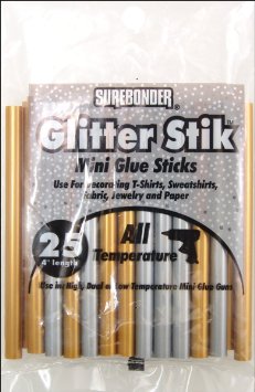 Surebonder Made in The USA-CO-25GS All-Temperature Mini Glue Stick, 4 by 0.27-Inch, Metallic Gold and Silver, 25-Pack
