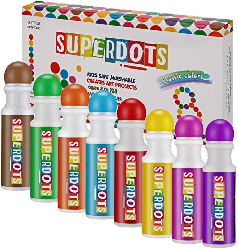 Magicfly Washable Dot Markers, 8 Colors Non-Toxic Paint Dauber for Kids, Toddlers