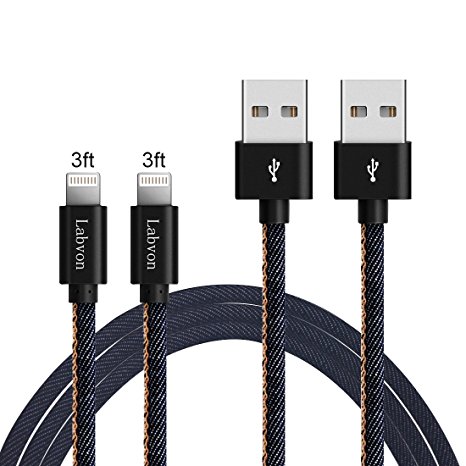 Labvon Cowboy IPhone Charger Cord -1 meters long Durable aluminum alloy interface Lighting Cable For IPhone 6s / 6s Plus / 6 / 6 Plus / 5s / 5c / 5 / IPad Air 2 / Air 2pack(3.3ft) (black)