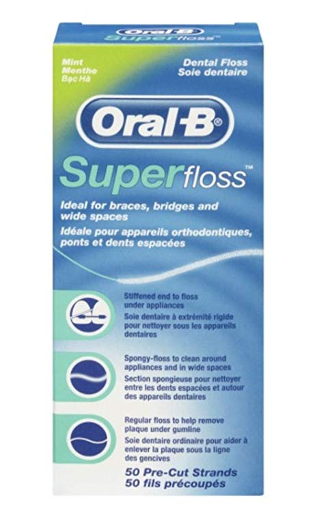 Oral B SuperFloss Super Dental Floss for Braces Bridges