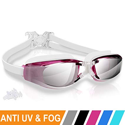 ARTEESOL Swimming Goggles,No Leaking Anti Fog Swim Goggles Crystal Clear Vision Mirrored with UV Protection,Free Protective Case and Earplug Included,for Adults and Kids(5 Colours)