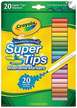 Crayola 588106 Washable Super Tips Markers, Assorted, 20/Set