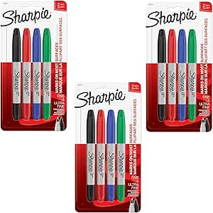 Sharpie 32174PP Twin Tip Permanent Markers, Fine and Ultra Fine, Assorted Colors, 4 Count (3)