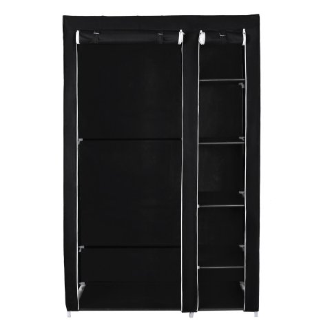 Songmics Clothes Closet Portable Wardrobe Storage Organizer with Shelves Black 43" ULSF007