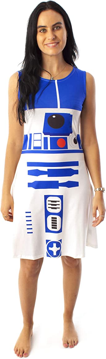 STAR WARS R2D2 Costume Dress Women's Ladies Cosplay Droid White Clothing