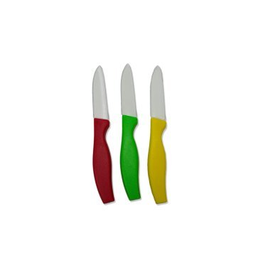 Kitchen Collection Set of 3 Ceramic Paring Knives 3 Inch Blade Assorted Colors 06051