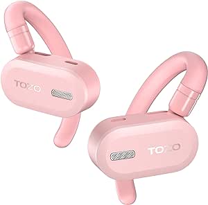 TOZO O2 - Auriculares Inalámbricos Bluetooth 5.3, Cascos Inalámbricos Bluetooth Ligeros con Ajuste Diseñado para Oído Abierto Comodidad, Duradera, Llamadas Claras Rosa