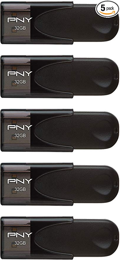 PNY 32GB Attaché 4 USB 2.0 Flash Drive – 5-Pack - Black (P-FD32GX5ATT4-EF)