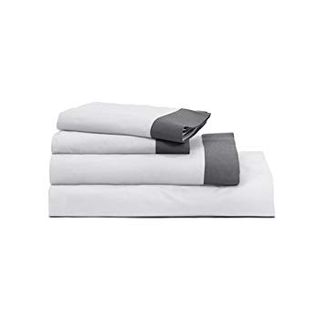 Casper Soft and Durable Supima Cotton Sheet Set, Twin XL, White/Slate
