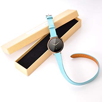 KR-NET® Blue 16mm Double Wrap Tour Handmade Genuine Leather Watch Strap Luxury Band for Moto 360 2nd 2015 Women 42mm