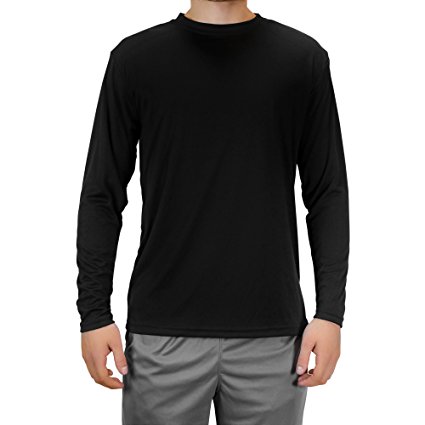 One Five Basics Men's Long Sleeve Athletic Performance T-Shirt With Moisture Wicking Technology and 50  UPF UV Protection