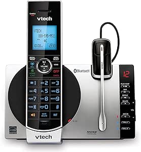 VTech-Cordless Phone with Answering Machine with DECT 6.0 Headset, Bluetooth, Connect to Cell, Caller ID/Call Waiting, Handset Intercom,1,000 Name & Number Phonebook -DS6771-2 Silver/Black