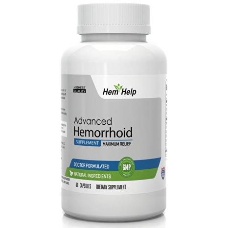 Hem-Help - Fast Action Hemorrhoid Relief Capsules w/ All Natural Formula for Quick Relief from Hemorrhoid Related Inflammation, Itching, Bleeding & Pain - 100% Money back Guarantee - 60 Capsules