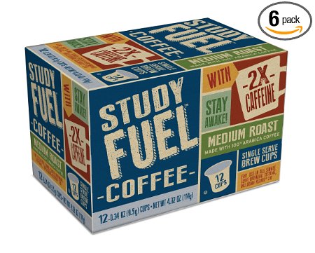 Study Fuel Medium Roast Coffee, 12 Count (Pack of 6) (Compatible with 2.0 Keurig Brewers)
